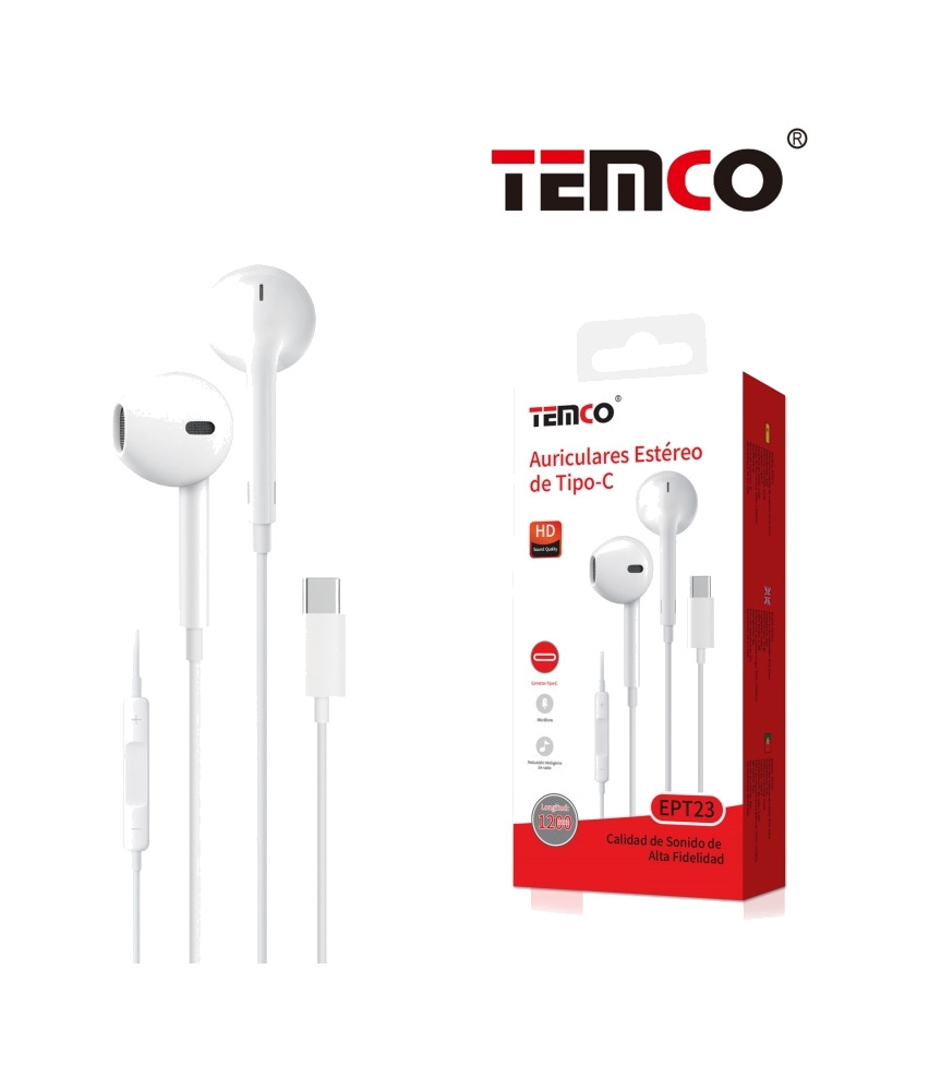auriculares con micrófono y cable tipo c 1,2m