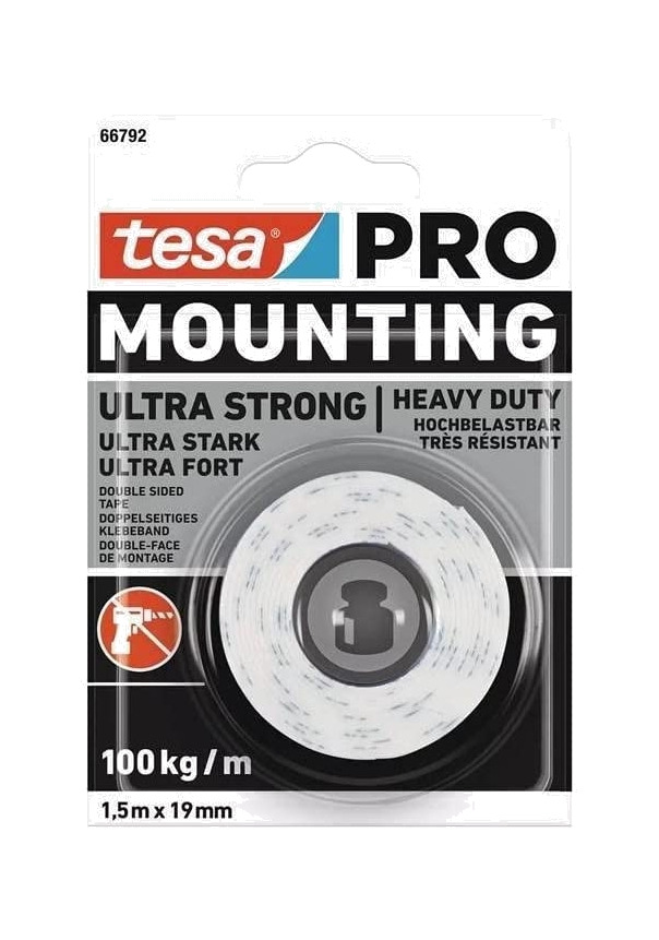 cinta de doble cara pro mounting universal1,5m x 19 mm