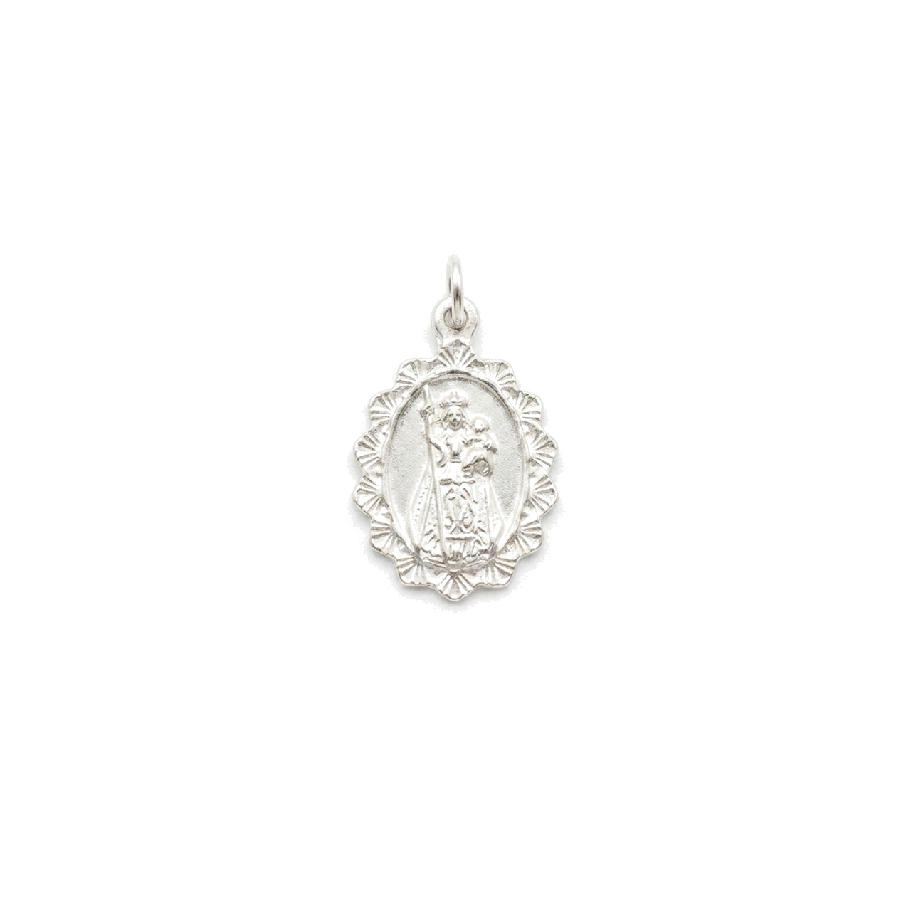 medalla virgen peregrina en plata 12mm (medalla, colgante, medallón, joya religiosa) )