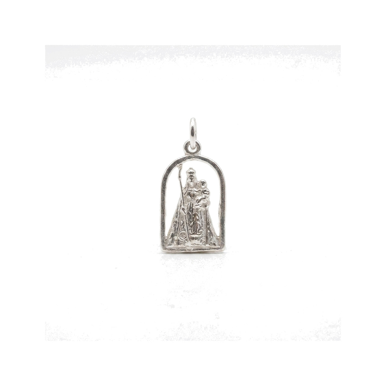 medalla virgen peregrina en plata (colgante religioso, dije, joya devocional)