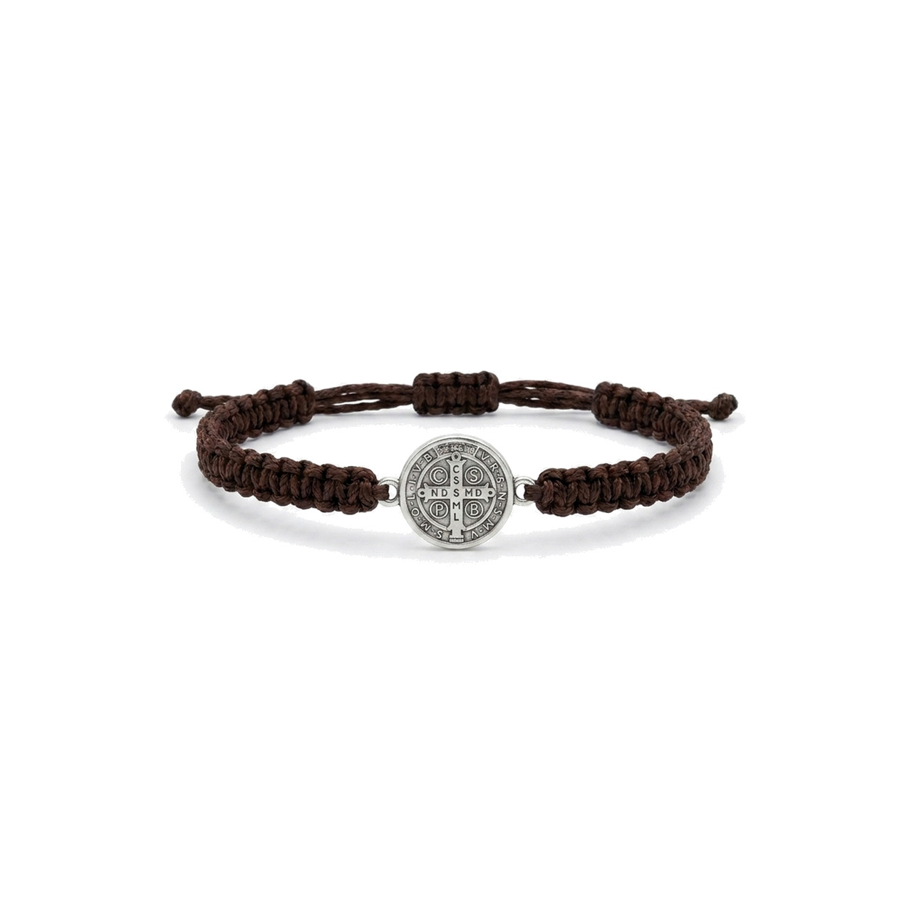 medalla de san benito con macramé (colgante religioso, medalla católica, devoción)