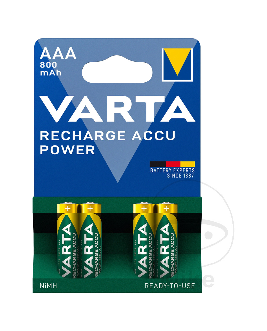pack 4 pilas recargables pequeñas listas para usar aaa power
