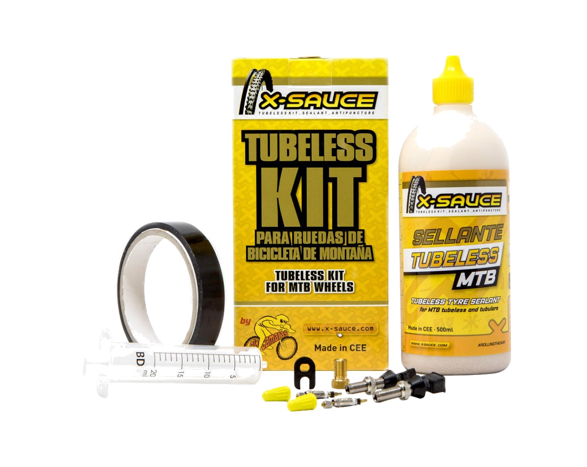 kit tubeless para mtb con válvula gorda y cinta 20mm