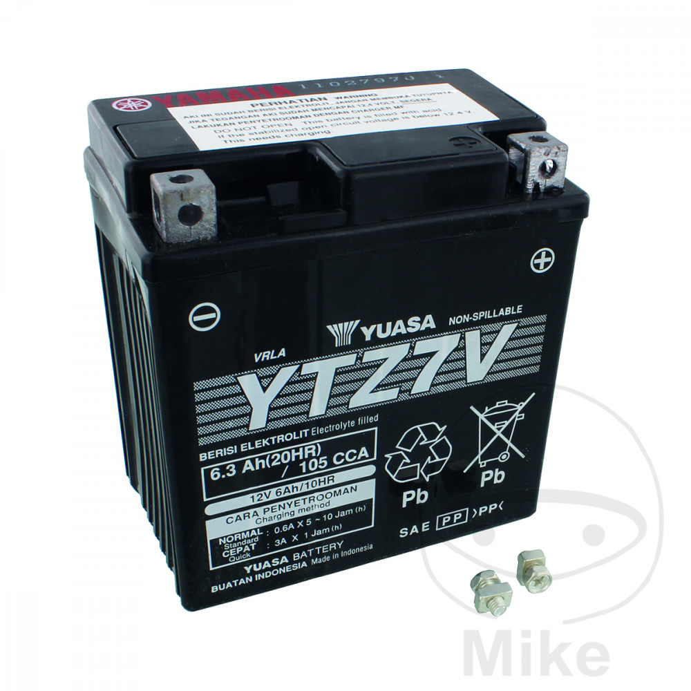 batería de moto sin mantenimiento cargada ytz7v