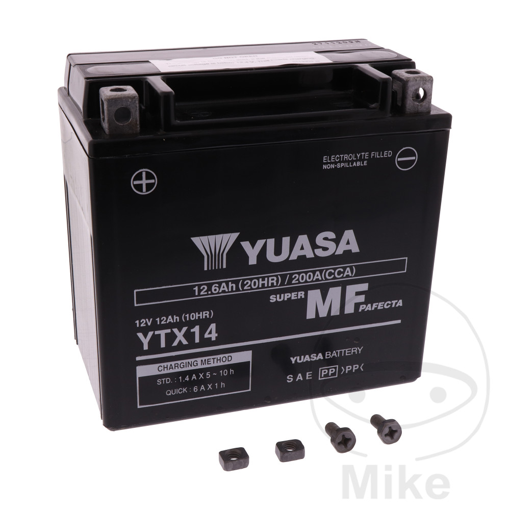 YUASA In de fabriek geactiveerde onderhoudsvrije batterij YTX14 WET - 第 1/1 張圖片