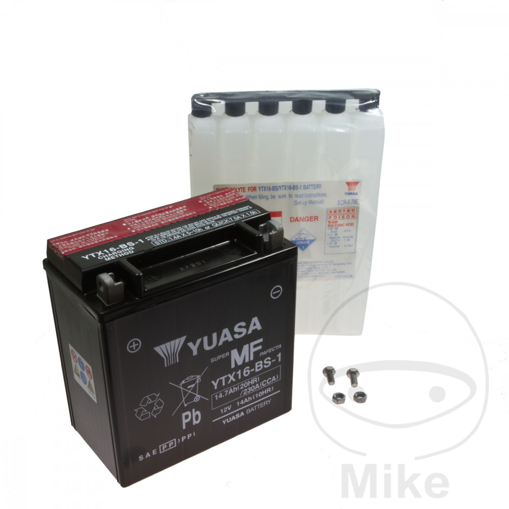 batería sin mantenimiento con electrolito ytx16-bs-1